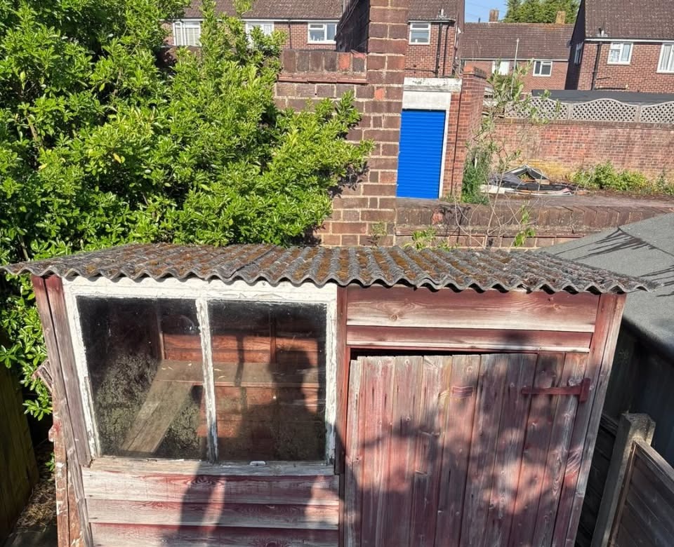 Asbestos shed roof and structure removal in Camberley