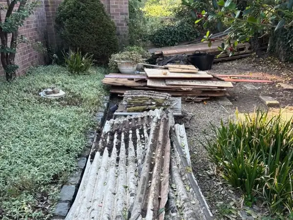 Asbestos roof collected from a double garage in Marlow